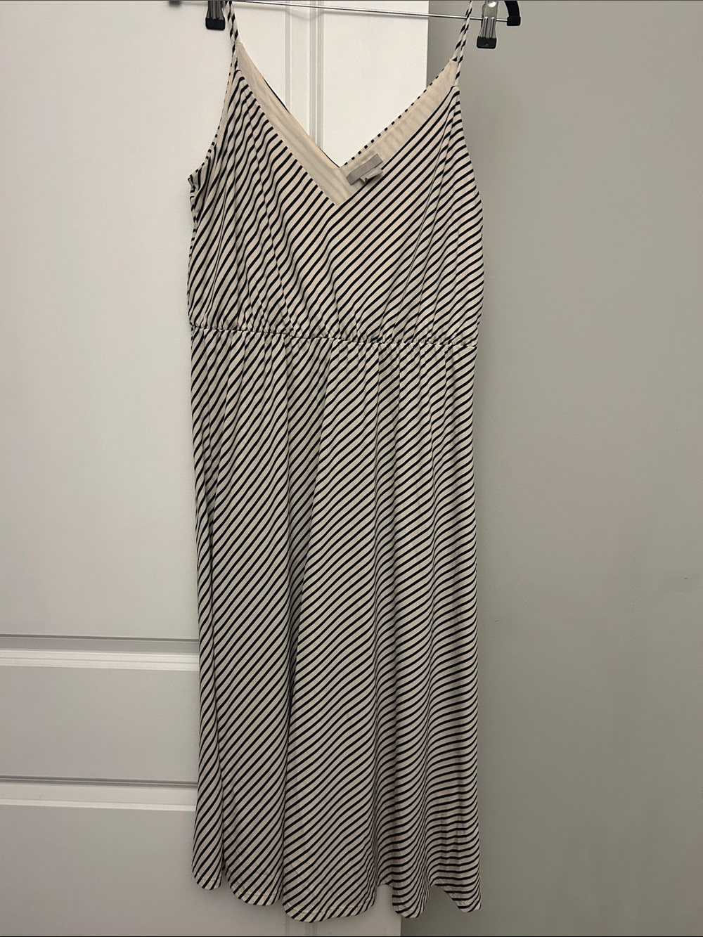 H&M Cream Maxi Dress with Black Diagonal Stripes